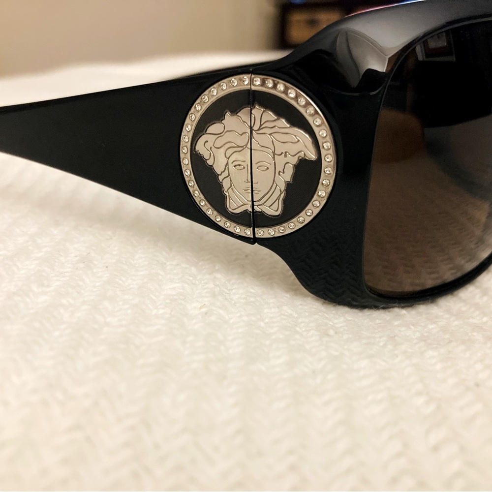 Versace Black Sunglasses with Silver Medusa Detail